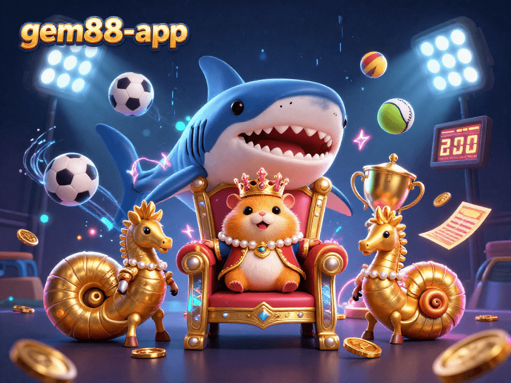 Experience exciting gaming with the gem88-app royal hamster king amidst vibrant sports-themed action.