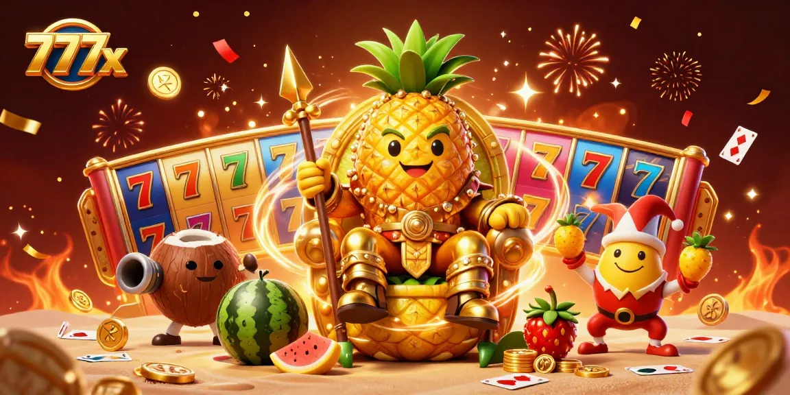 Experience the thrill of 777x with vibrant games and golden treasures in this exciting casino scene.