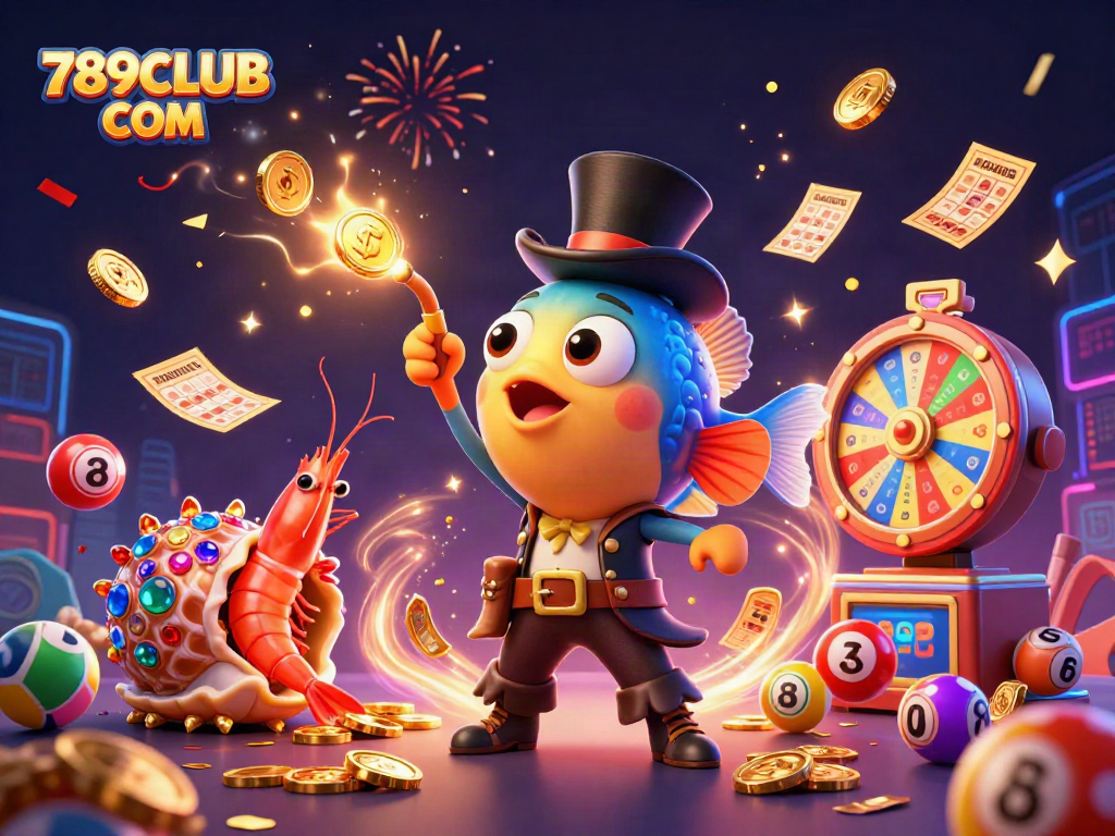 Experience excitement at 789CLUB COM with vibrant gambling action featuring colorful lottery balls and treasure-seeking sea creatures.