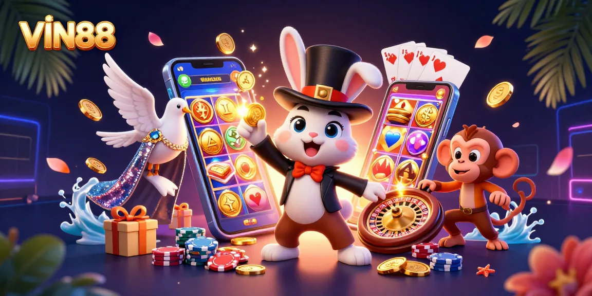 Join the excitement at VIN88 with magical casino fun and playful characters!
