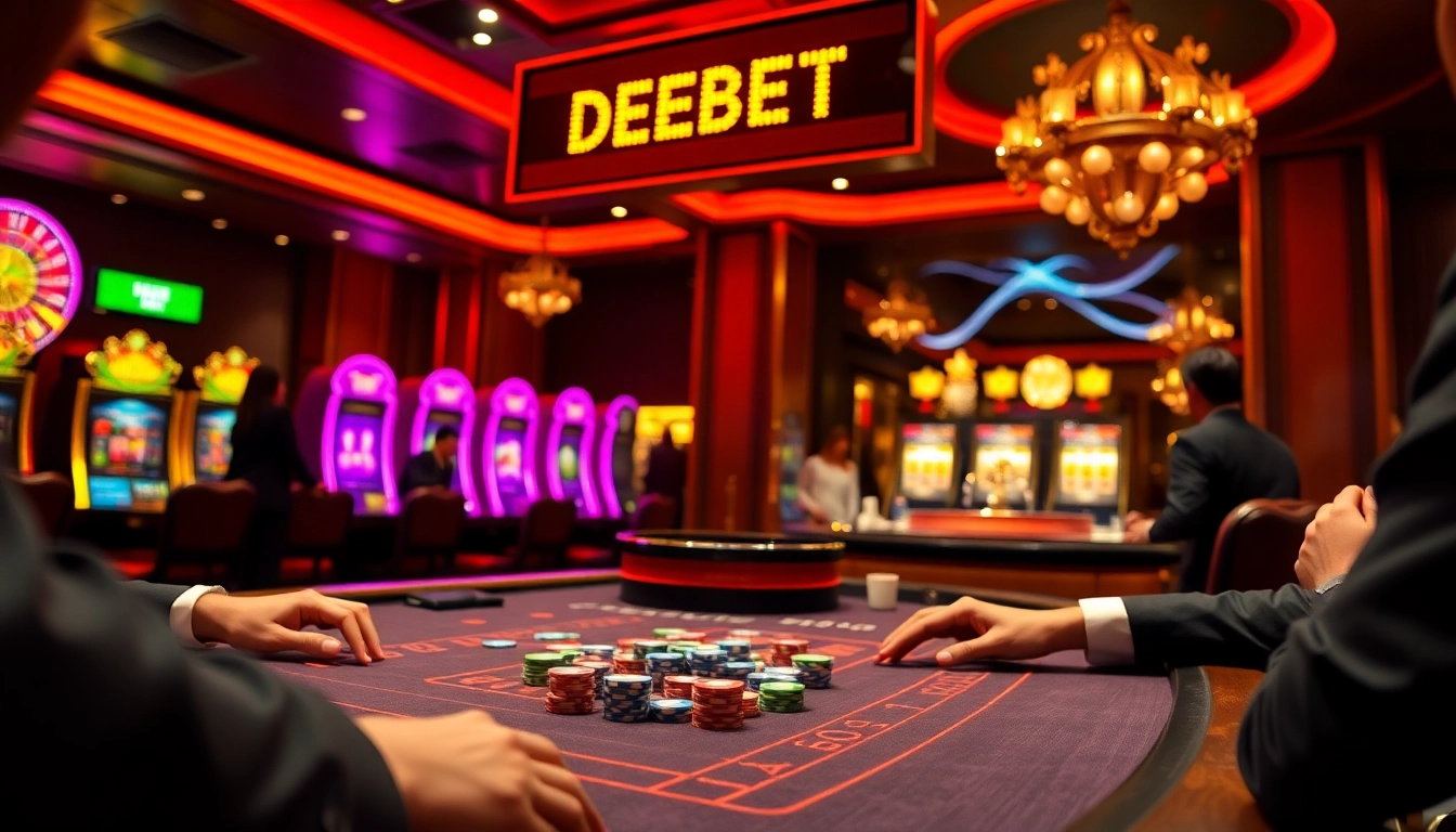 Experience high-stakes gambling at a luxurious DEBET poker table filled with excitement.