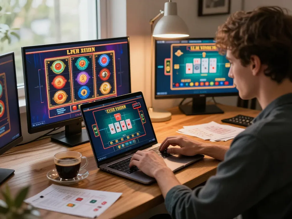 Player engaging in immersive online gaming at home on MM88ZO, emphasizing strategy and focus.