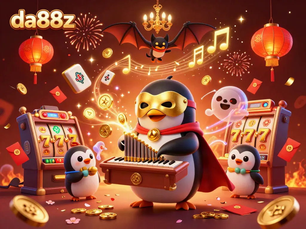 Experience the thrill of da88z with slot games and golden coins in a vibrant 3D casino scene.