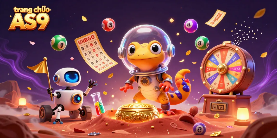 Engage in the vibrant universe of trang chủ AS9, where a Martian gecko explores a golden casino with engaging game elements.