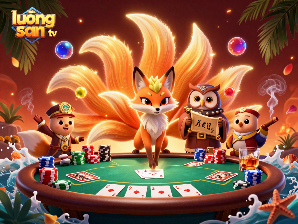 Kickstart your day with lương sơn tv as you play poker surrounded by vibrant characters.