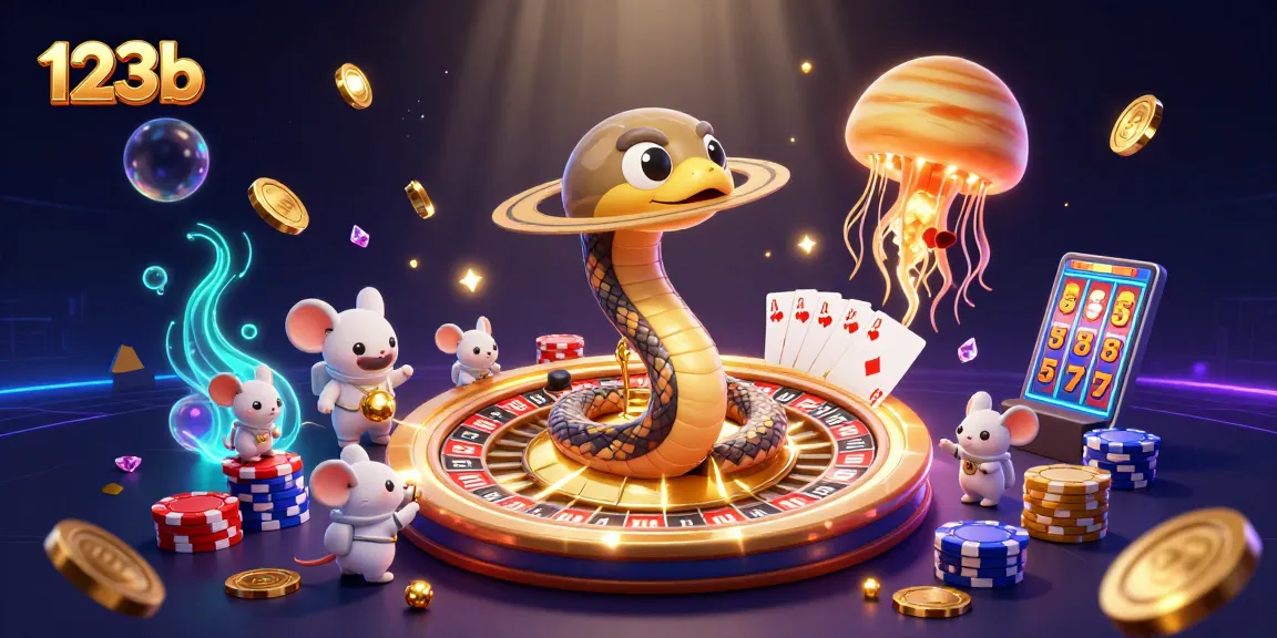 Experience thrilling bets at 123b with a cosmic roulette scene featuring playful astronaut mice.