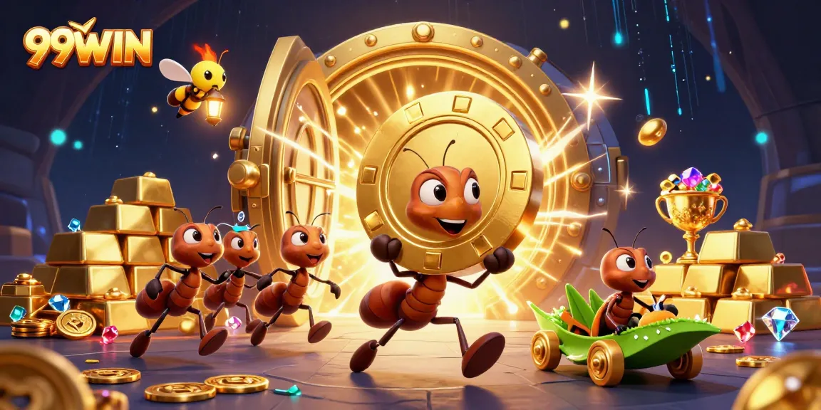 Engage in thrilling gameplay at 99WIN with immense riches and excitement in a vibrant casino scene.