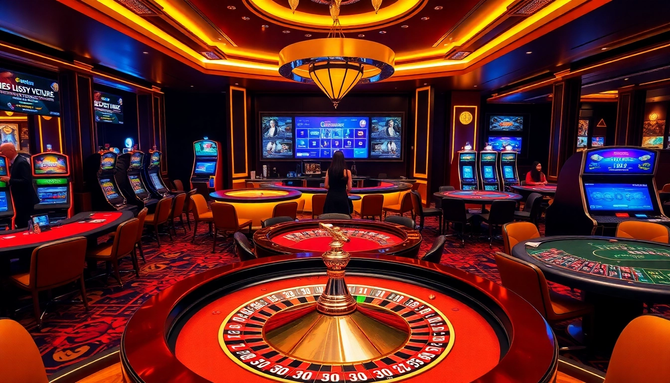 Players enjoying high-stakes games at https://rr88.bar/ casino with vibrant atmosphere and luxurious designs.