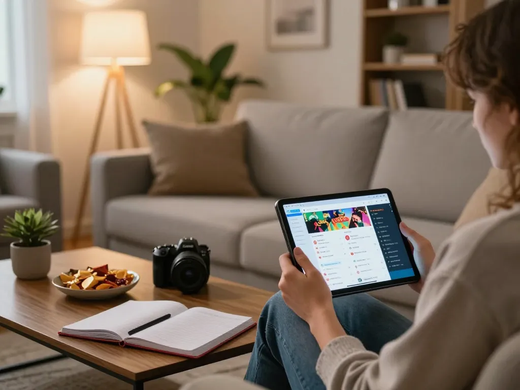 Engaging in online gaming with Sunwin app on a cozy sofa during a relaxed home session