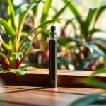 Discover where to buy dmt with a stylish DMT vape pen and vibrant plants surrounding it.