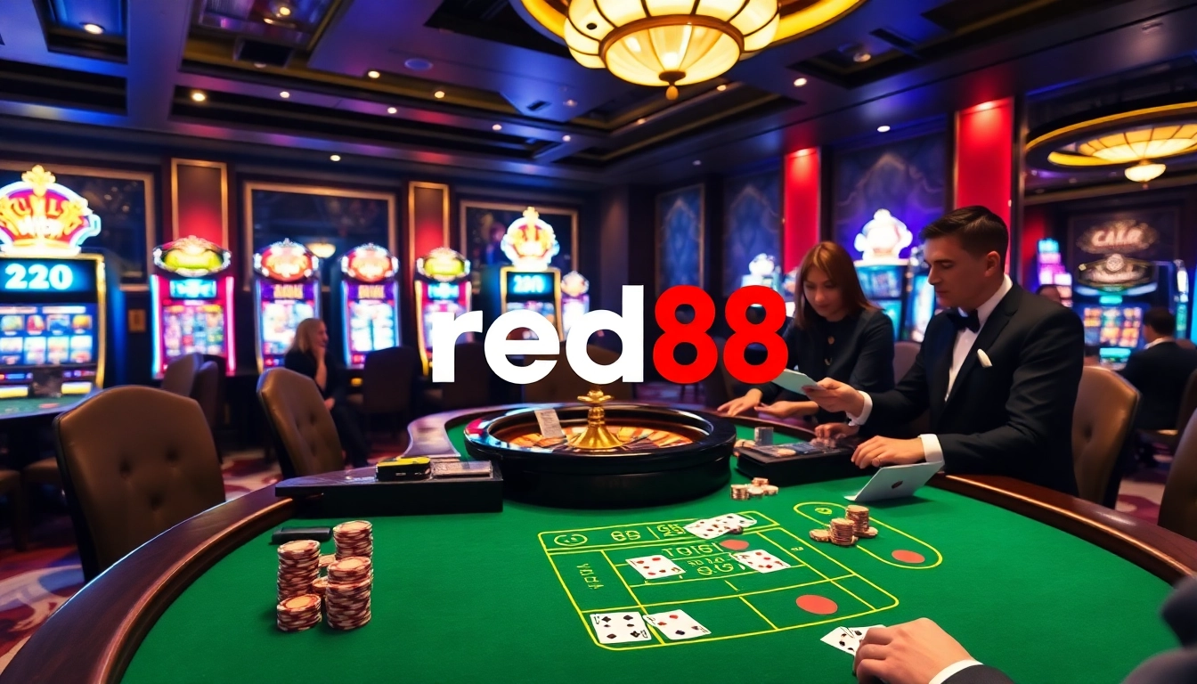 Experience the thrill of Baccarat at red88 casino with elegant decor and high-stakes gaming action.