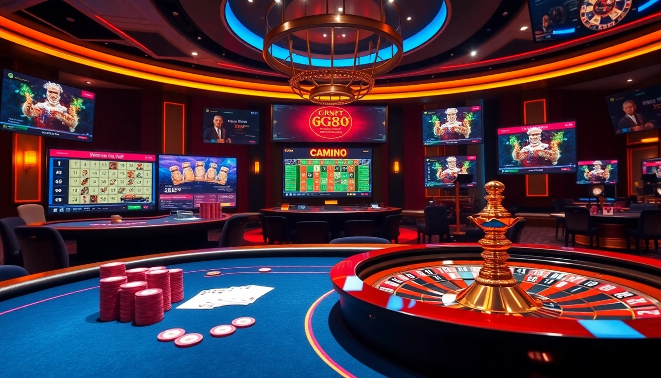 Dynamic online gaming action at trang chủ gg88 with poker chips and roulette wheel.