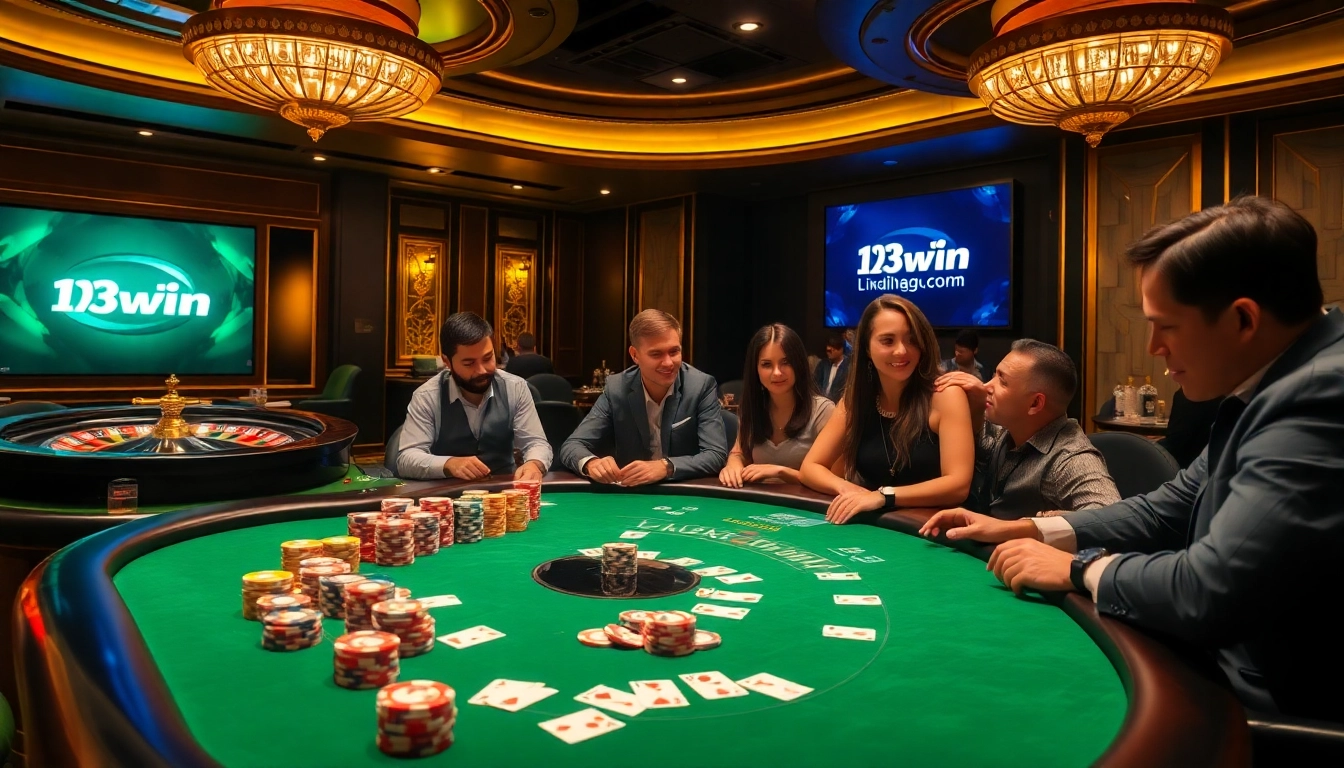 Experience thrilling gameplay at 13win.com with players betting at an upscale casino table.